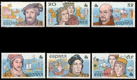 z vendido ESPAÑA 1987 2919/24 Sellos Nuevos V Cent. del Descubrimiento de America completa c/charnela Espana Spain Espagne Spagna Spanje Spanien Americo Vespucio, Reyes Católicos, Fray Juan Perez, Juan de la Cosa, Cristobal Colon Y Vicente Yañez Pinzón Yvert2533/8 Scott2531/6 
